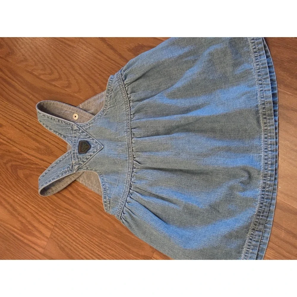 Baby GAP Denim Jumper Dress Blue Overall Skirt Jersey Lined 12-18 Months